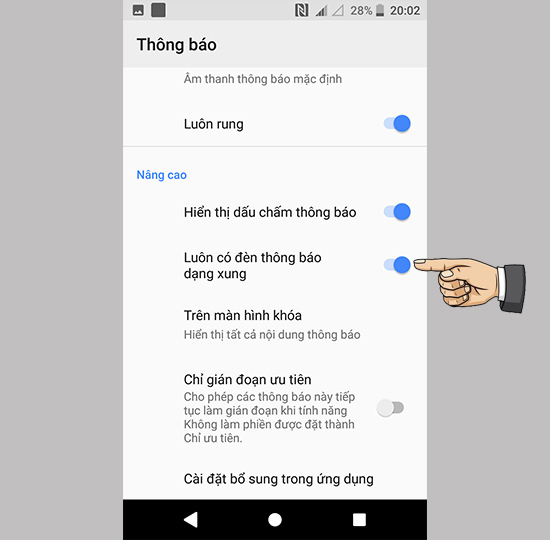 Tắt đèn led thông báo